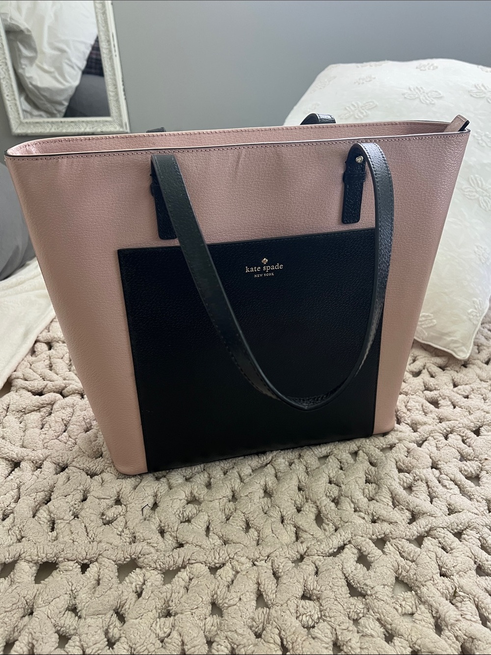 Kate Spade Pink and Black Leather Tote